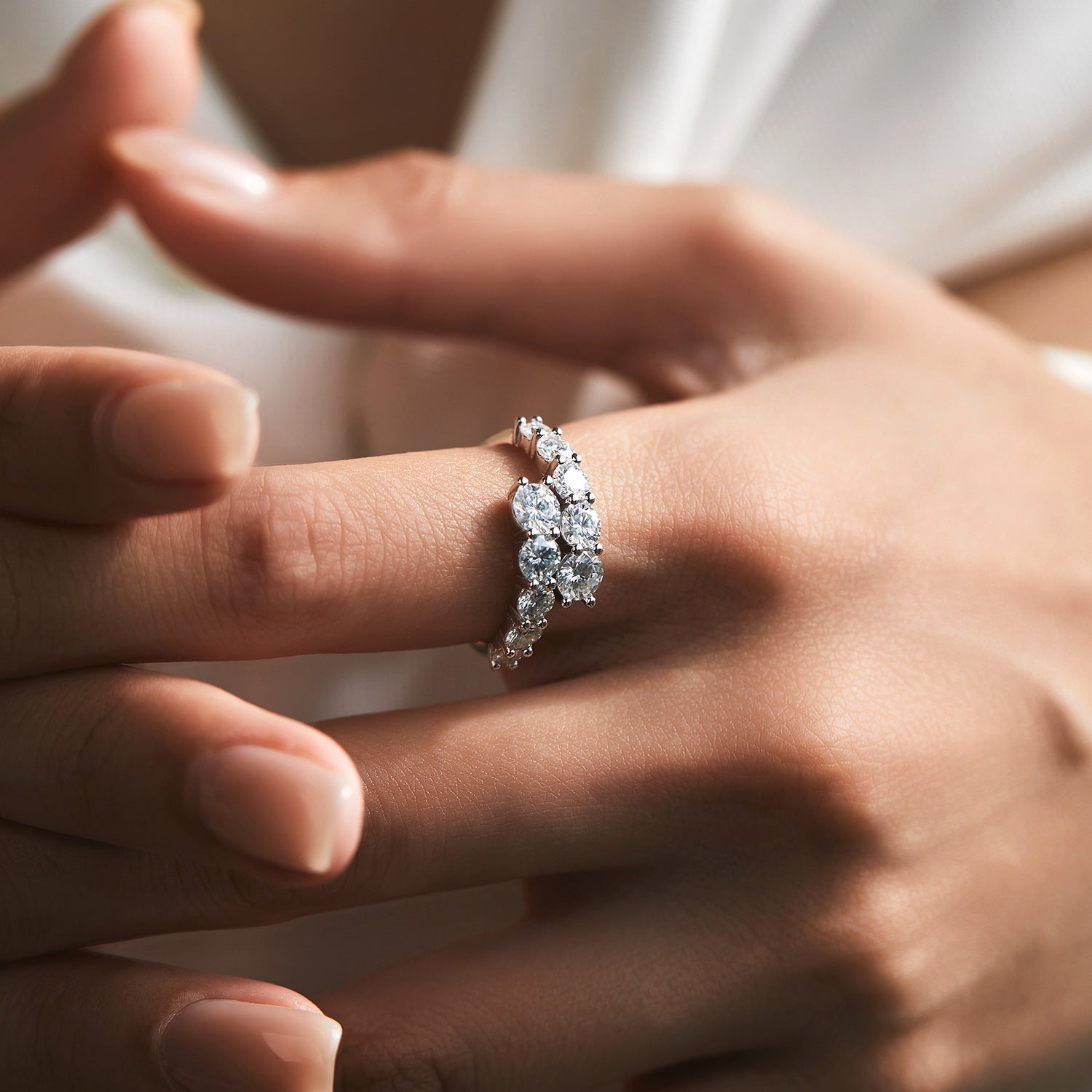 Minimalist Double-Row Moissanite Ring