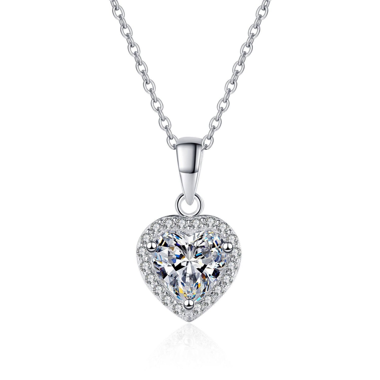 Heart-Shaped Cluster-Set Moissanite Pendant