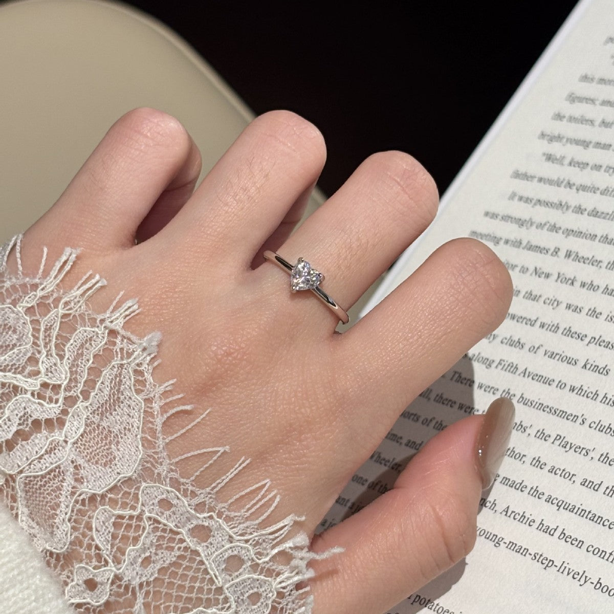 Minimalist Heart-Shaped Moissanite Ring