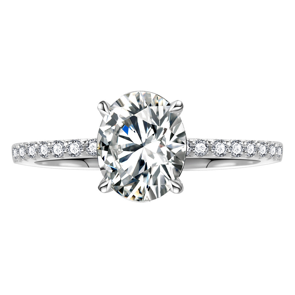 Semi-Eternal French Oval Pavé Moissanite Ring
