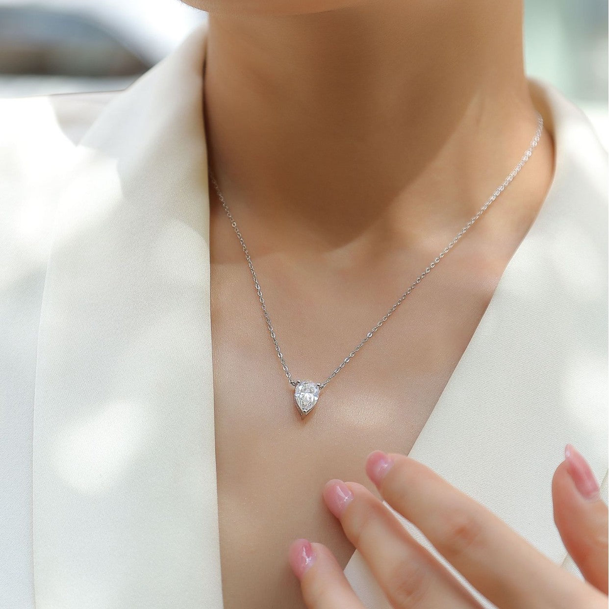 Pear-Shaped Moissanite Pendant