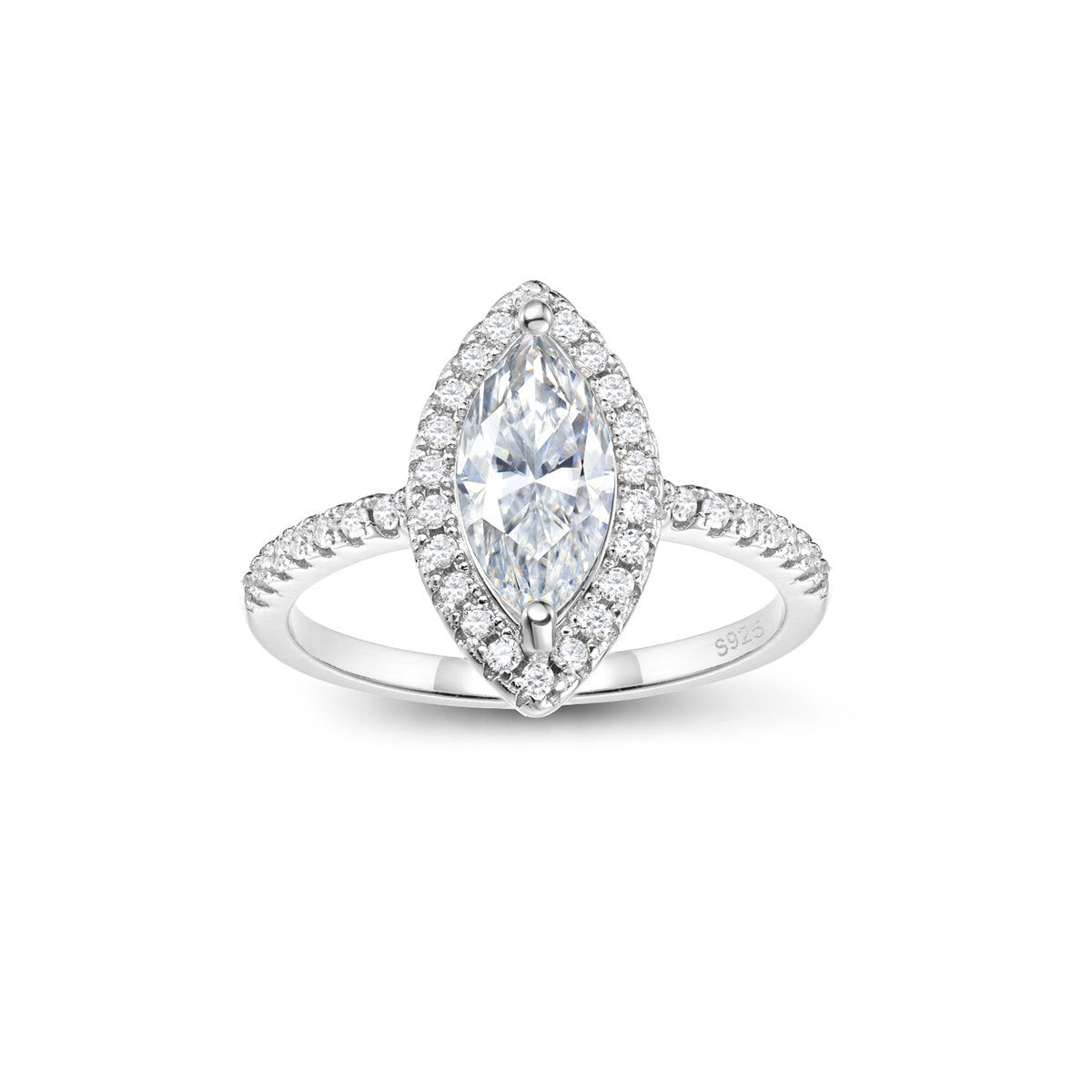 Marquise-Cut Moissanite Halo Ring