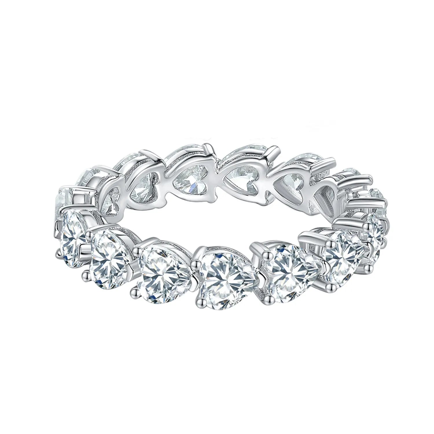 Eternity Bezel Heart Moissanite Band Ring