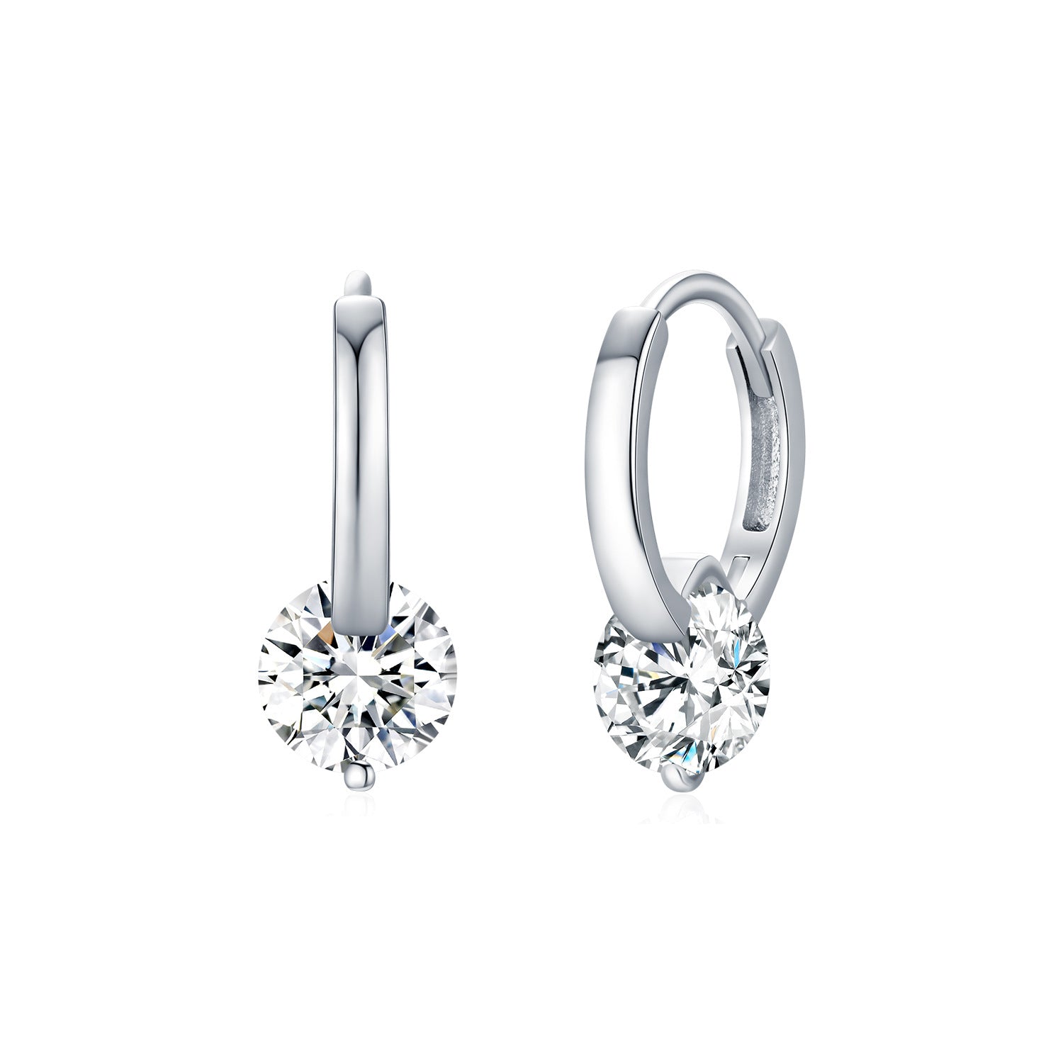 Ultra-Minimalist Single-Stone Moissanite Hoop Earrings