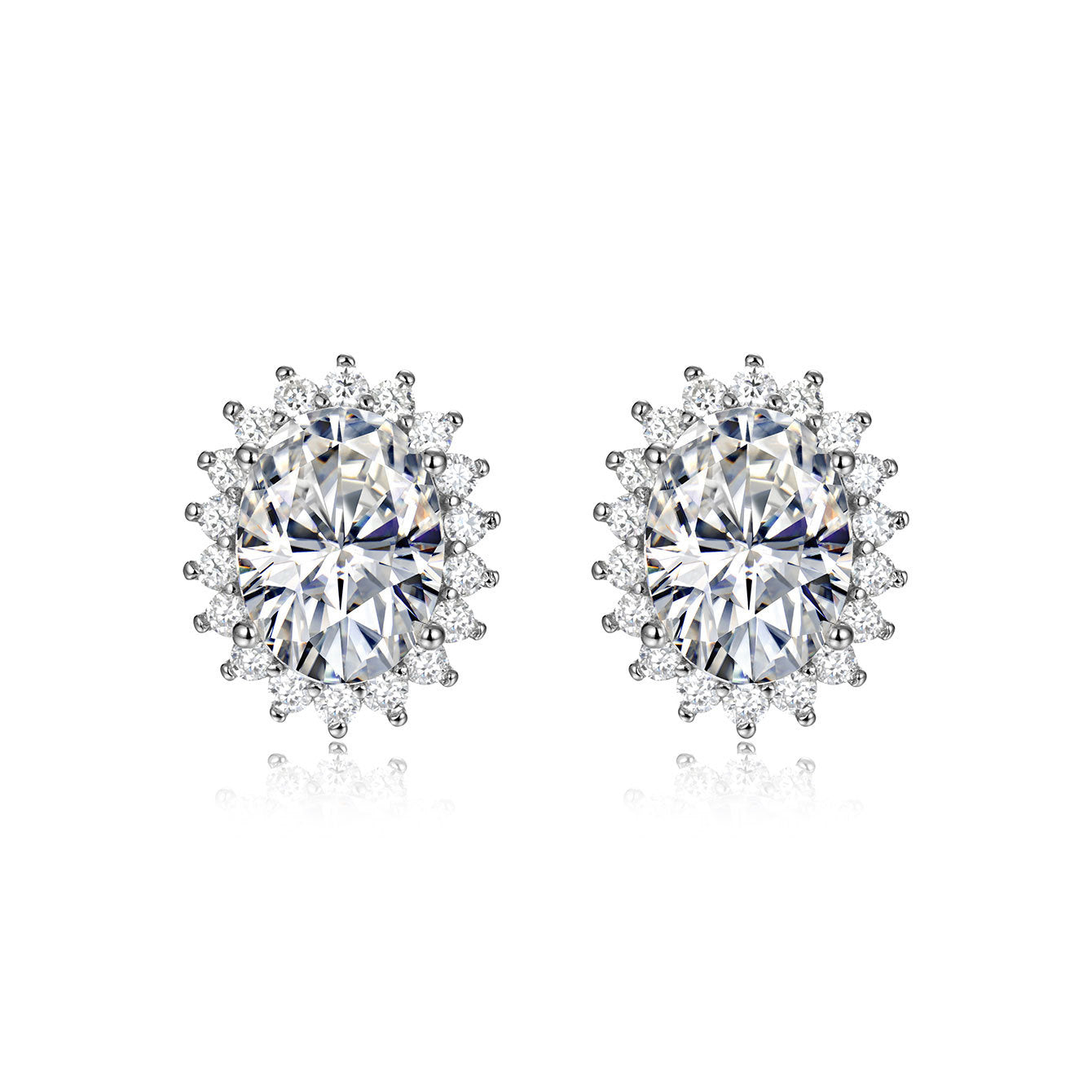 "Princess-Style" Sunflower Moissanite Stud Earrings