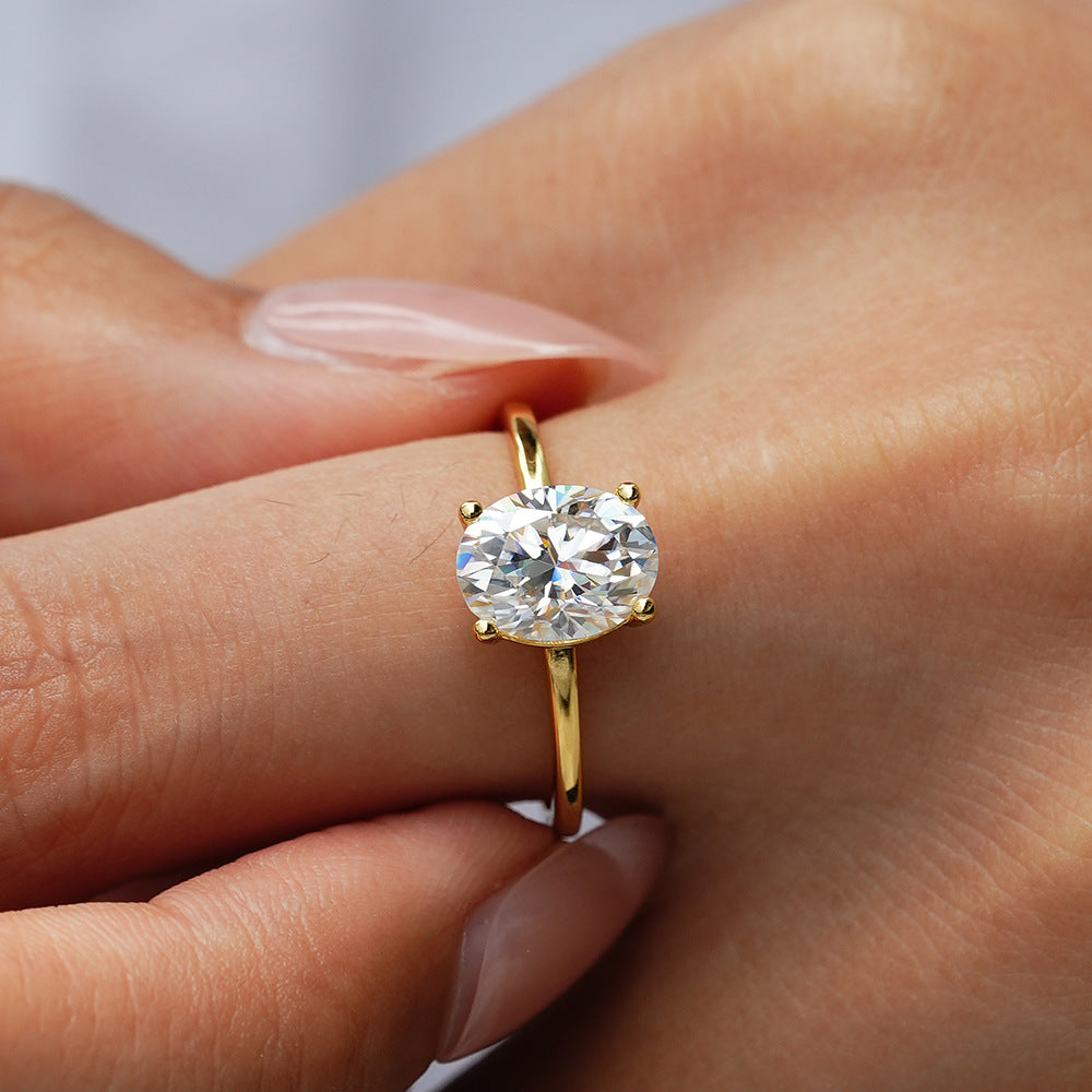 Minimalist Gold-Plated Oval Moissanite Ring