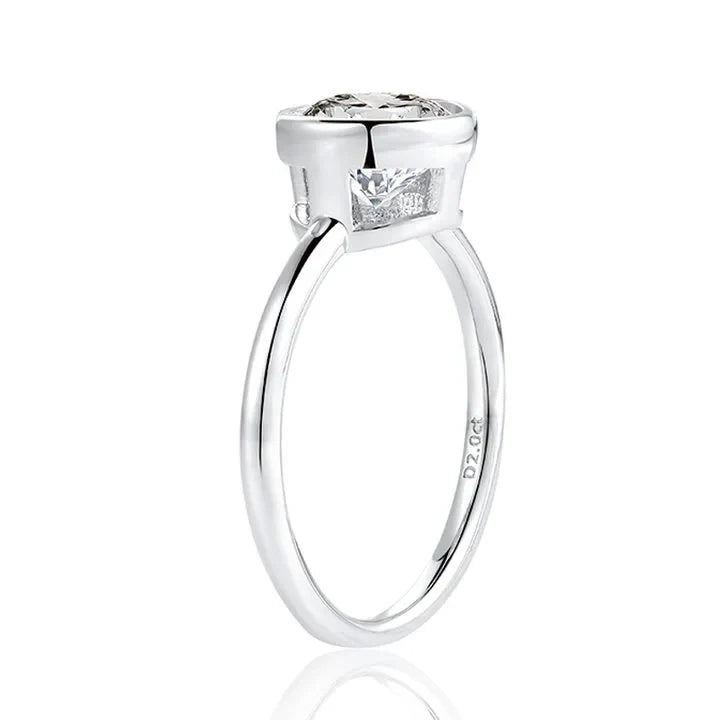 Solitaire Bezel Oval Moissanite Ring 2.0 ct