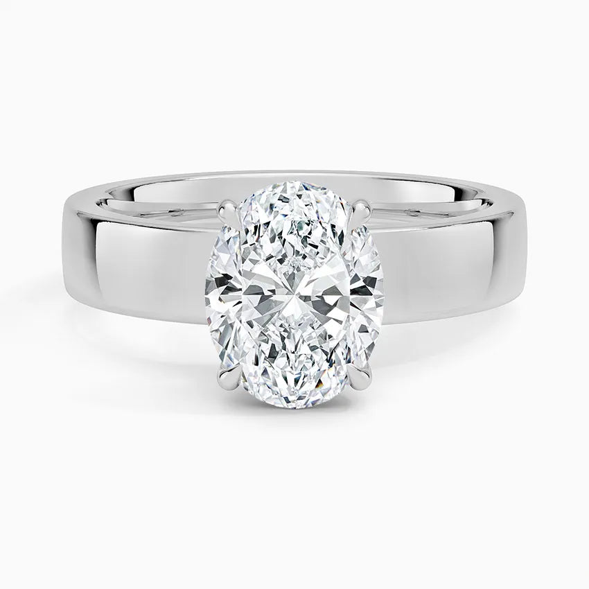 Oval Cut Solitaire Thick Band Moissanite Ring