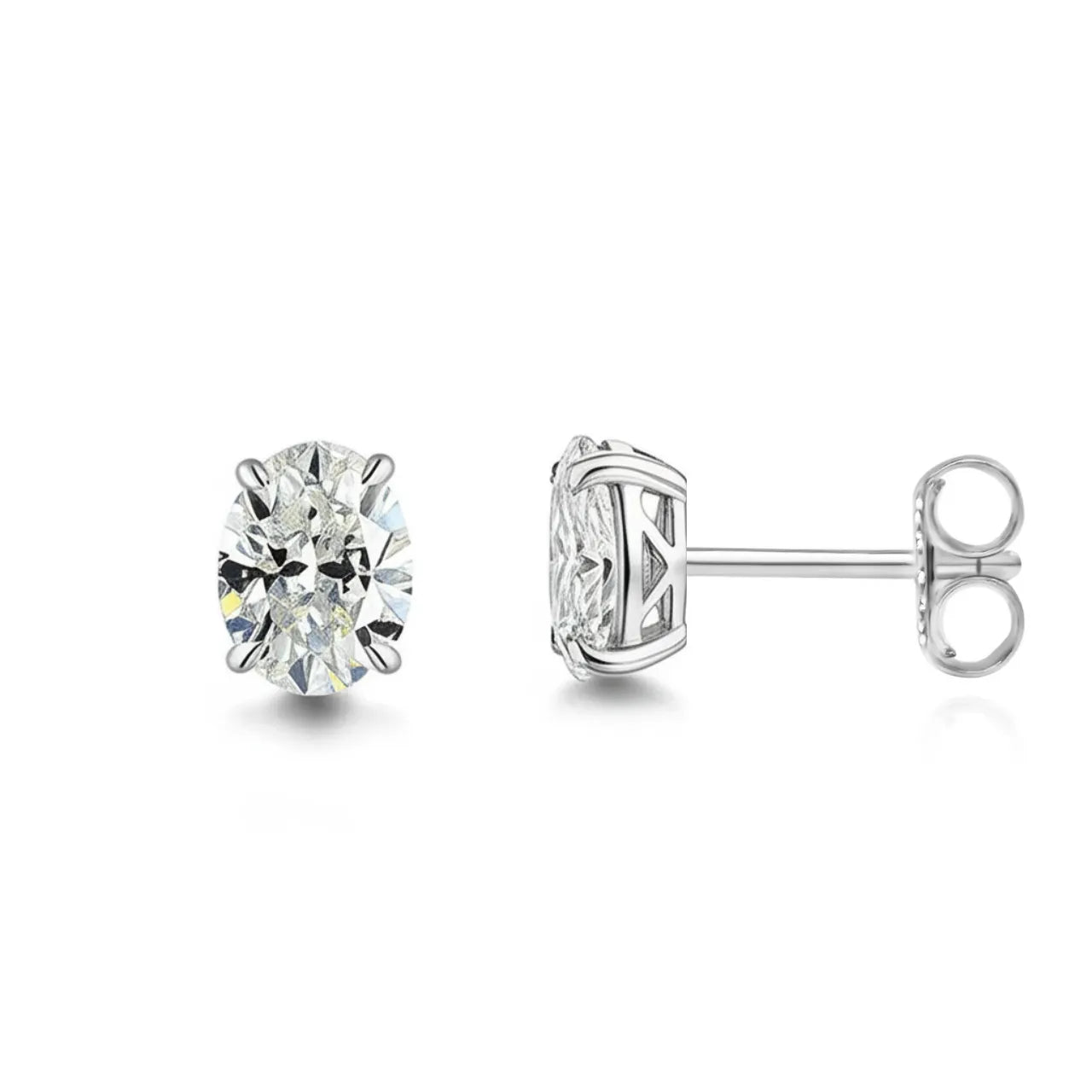Pattern Oval Moissanite Earrings