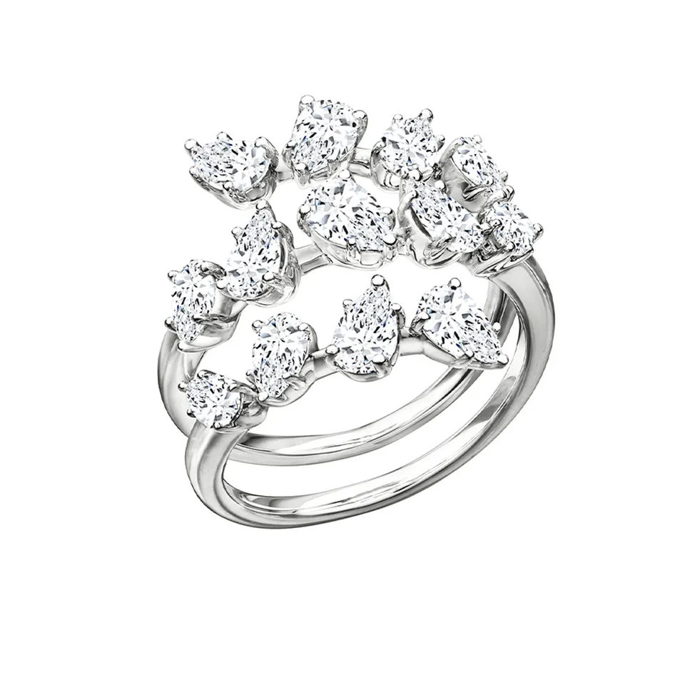 Pear Moissanite Spiral Ring