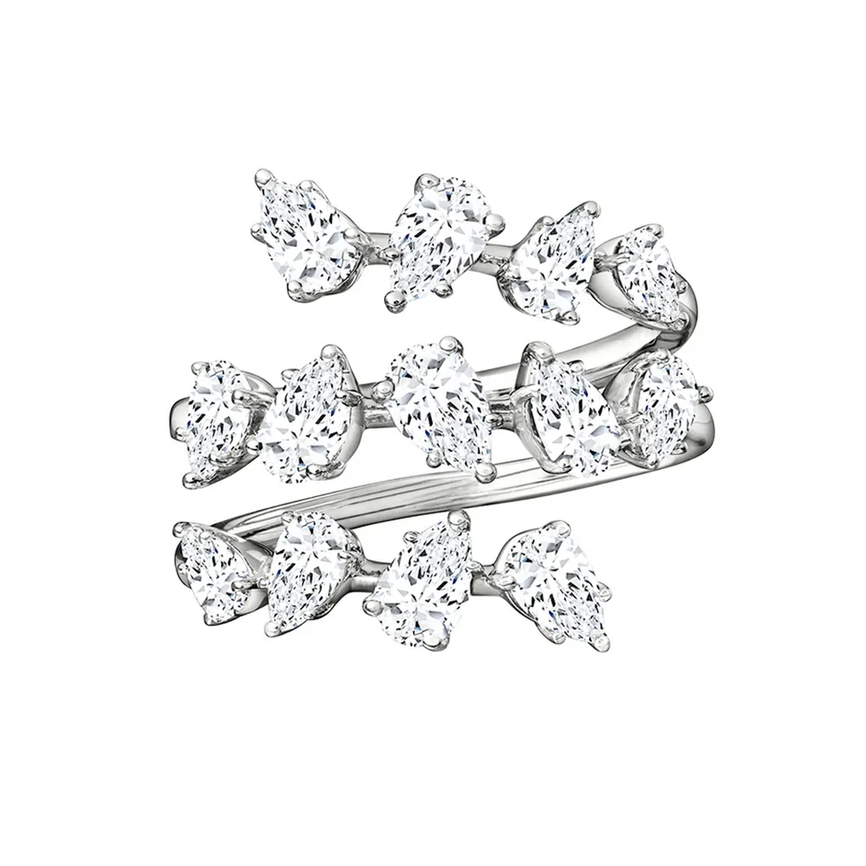 Pear Moissanite Spiral Ring