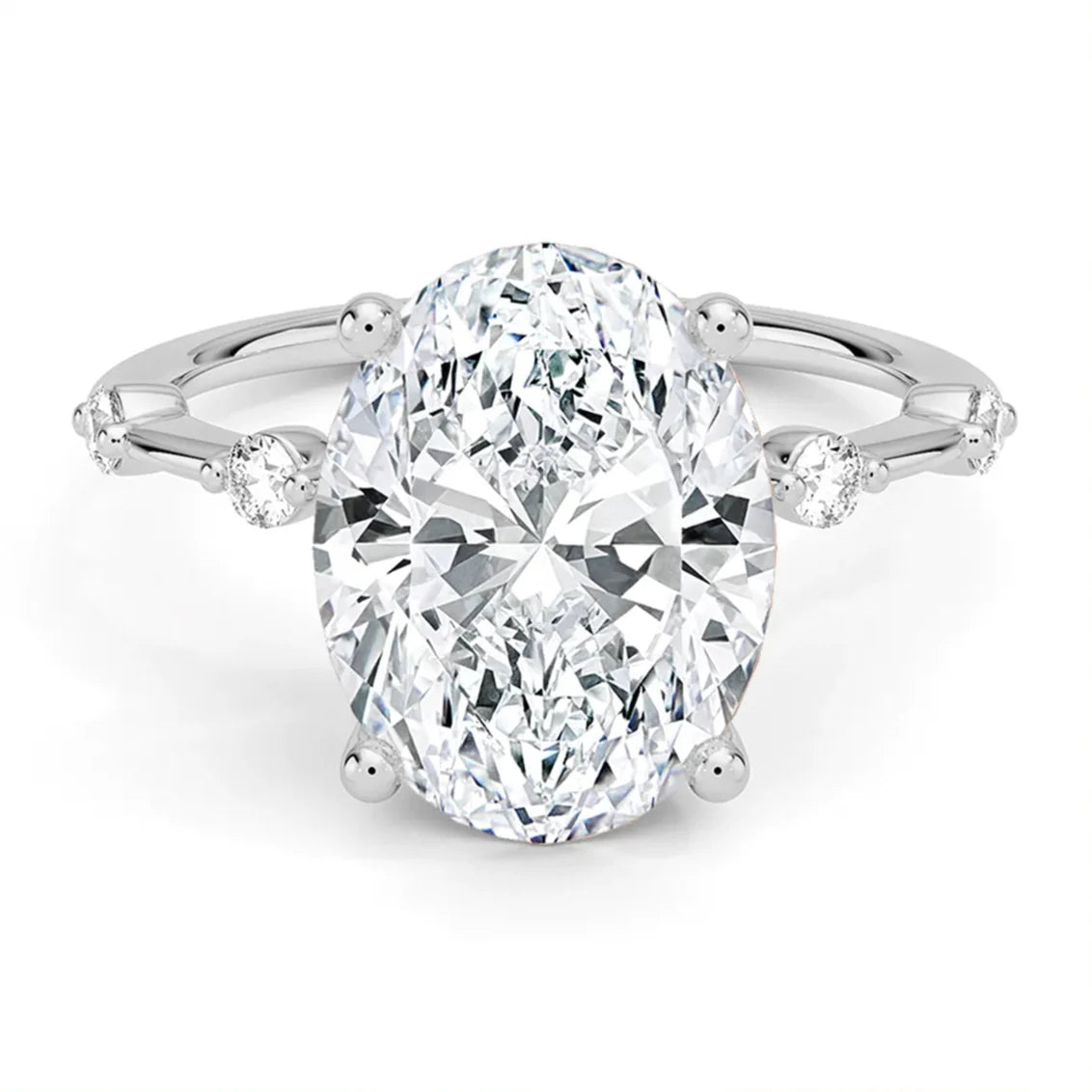 Petite Pave Oval Moissanite Engagement Ring