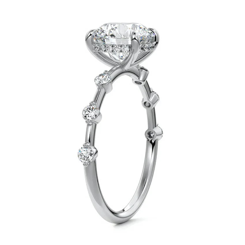 Petite Pave Hidden Halo Moissanite Engagement Ring