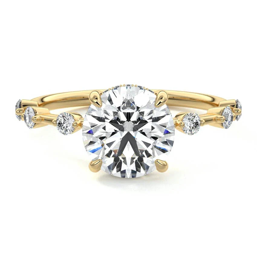 Petite Pave Hidden Halo Moissanite Engagement Ring