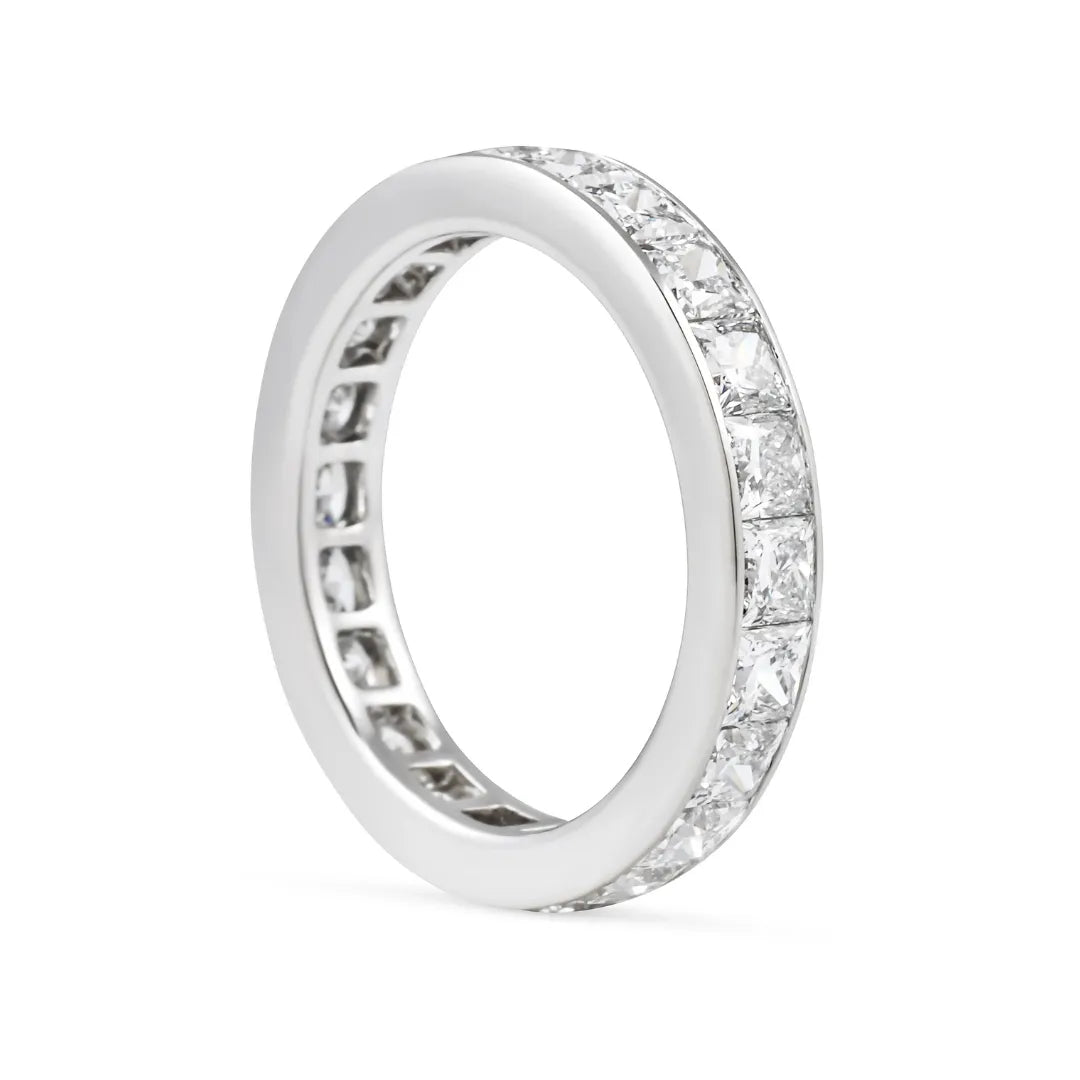 Princess Cut Channel Set Eternity Moissanite Wedding Ring