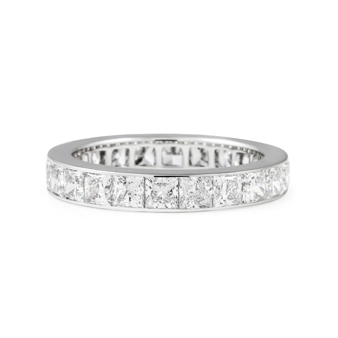 Princess Cut Channel Set Eternity Moissanite Wedding Ring