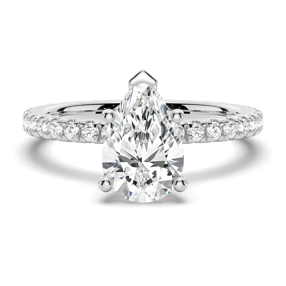 Eternity Pave Pear Moissanite Engagement Ring