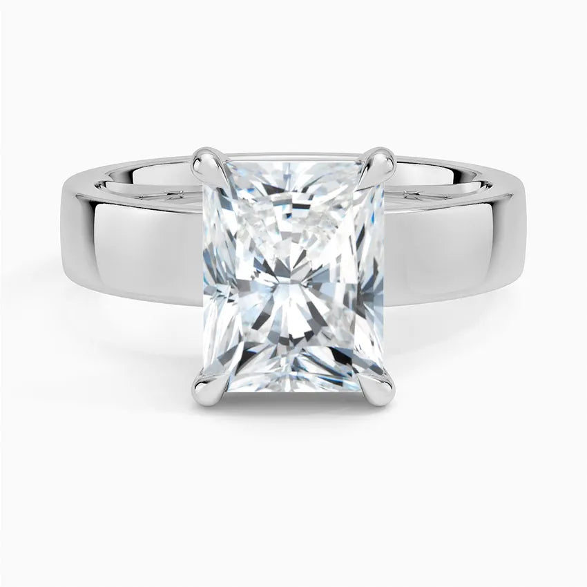 Radiant Cut Solitaire Thick Band Moissanite Ring