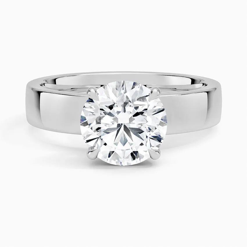Round Cut Solitaire Thick Band Moissanite Ring