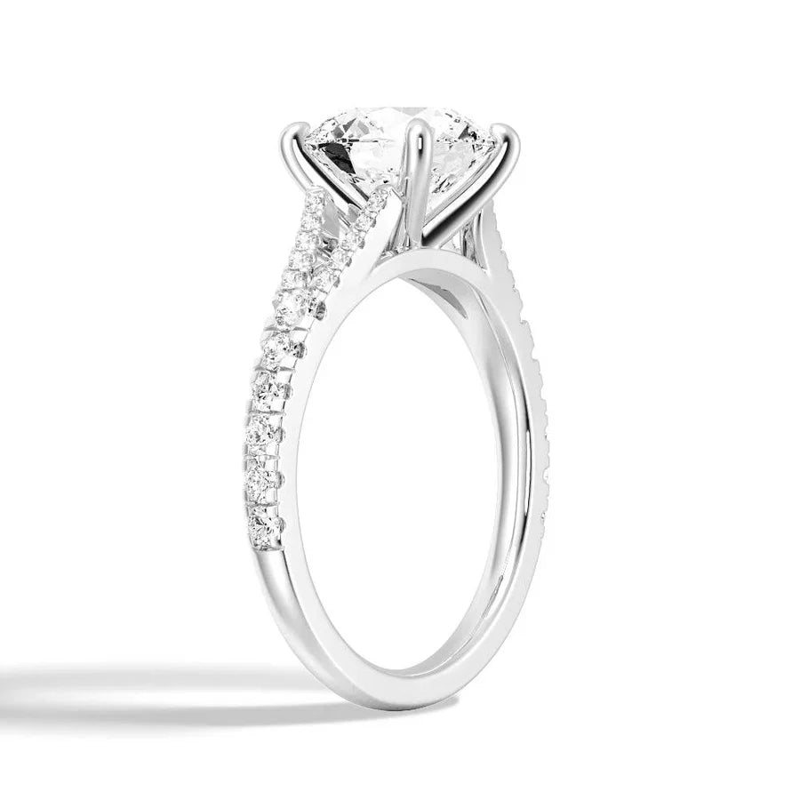 Split-Shank Round Moissanite Engagement Ring