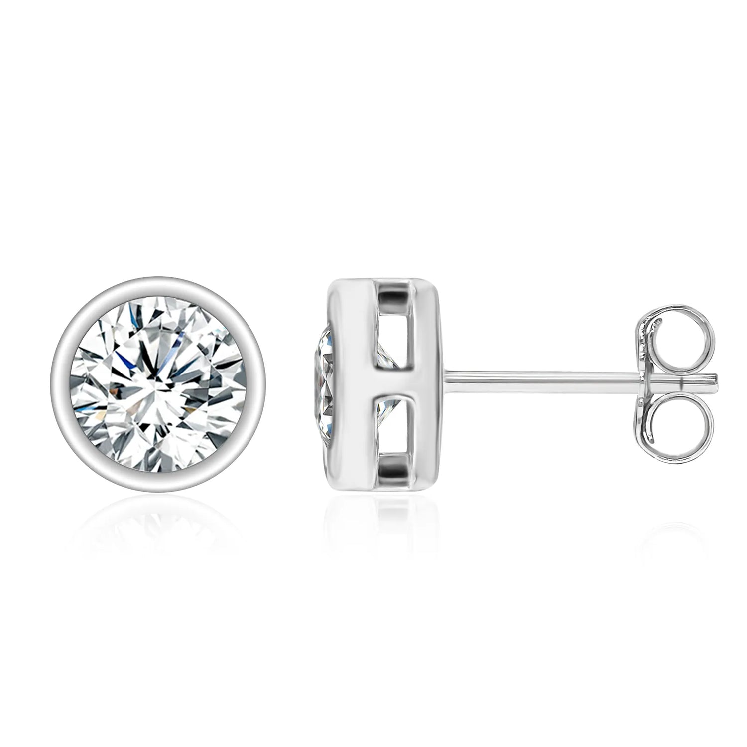 Round Bezel Moissanite Earrings