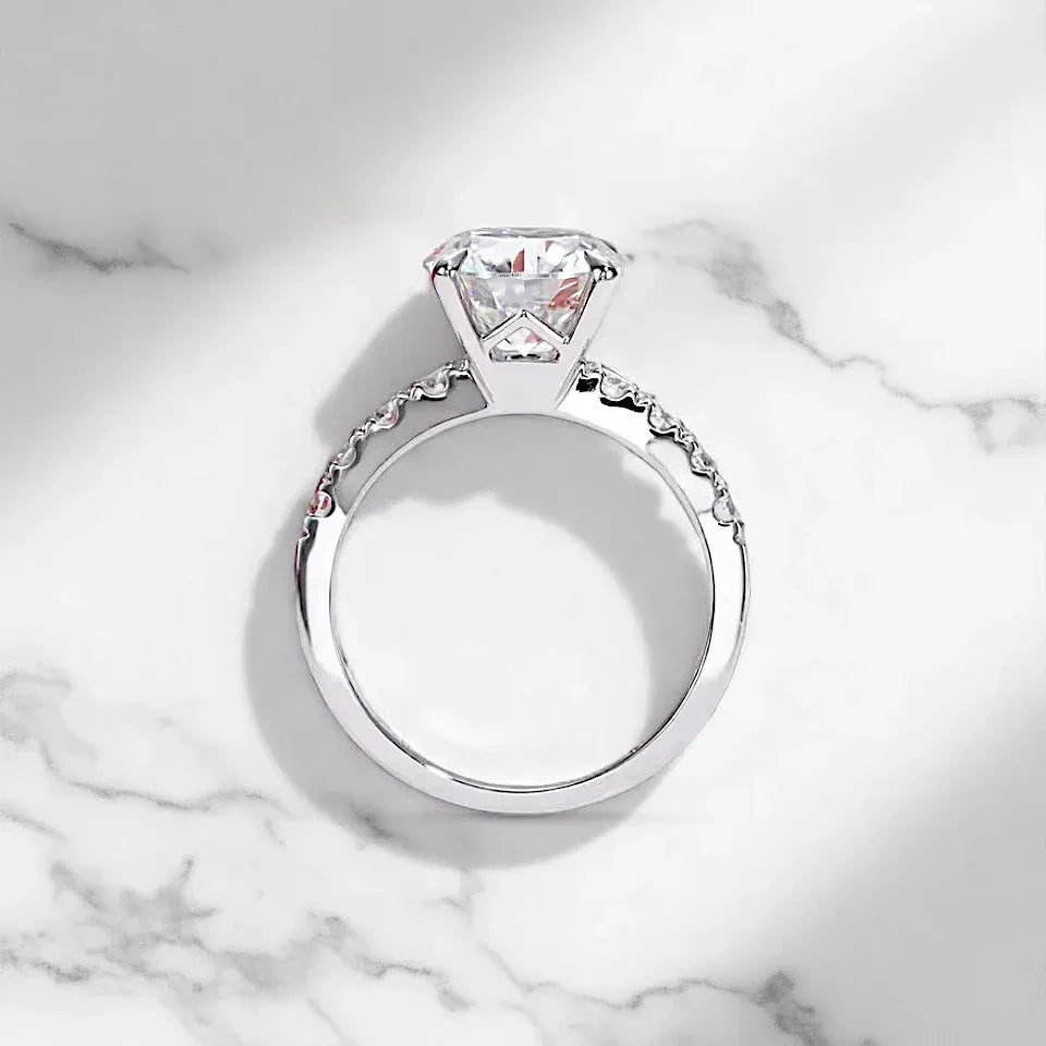 Half Eternity French Pave Moissanite Ring