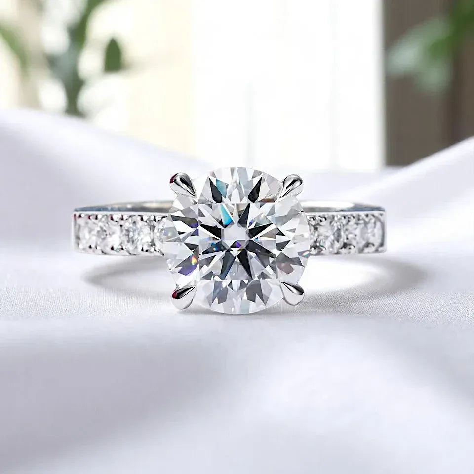 Half Eternity French Pave Moissanite Ring