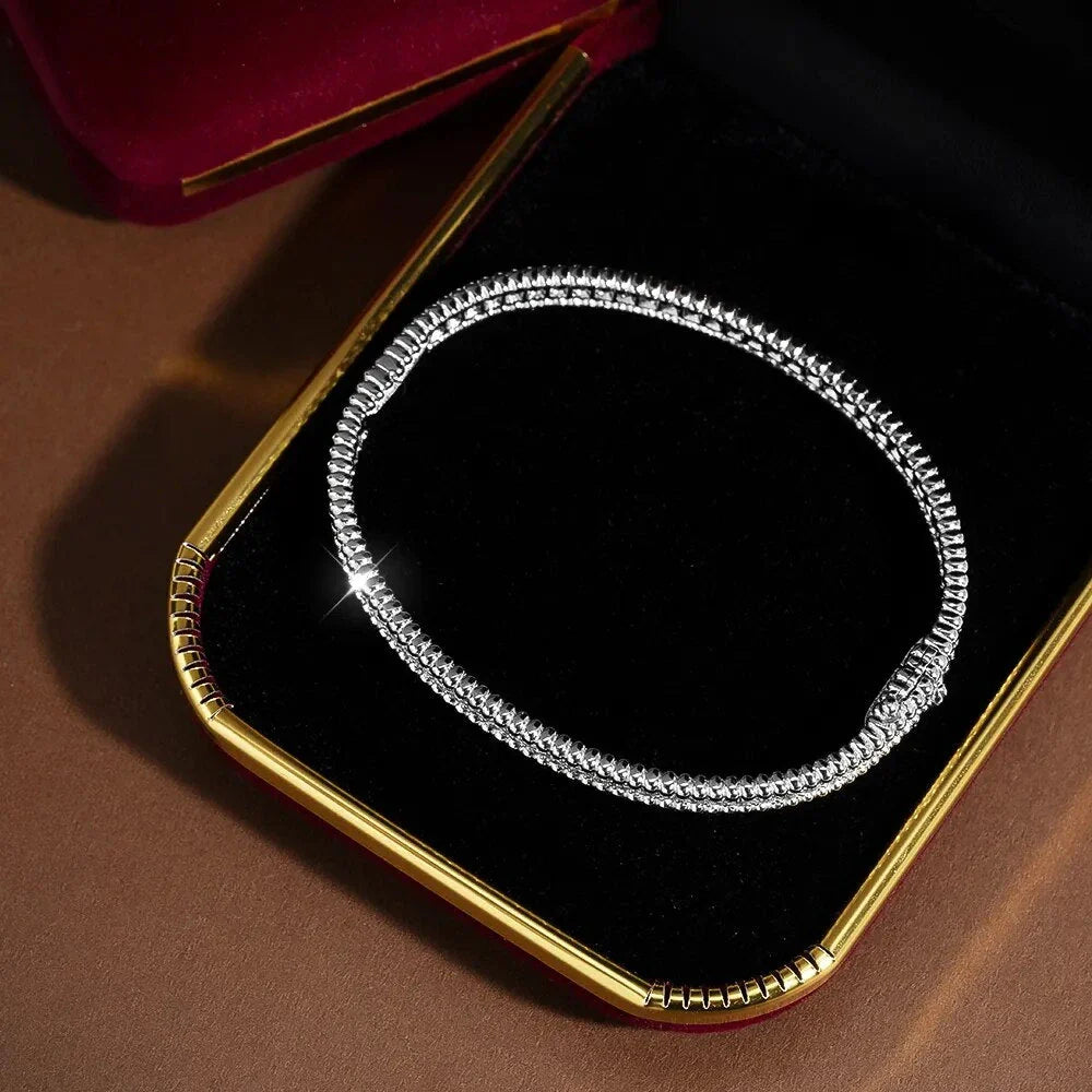 Moissanite Bead Border Bangle