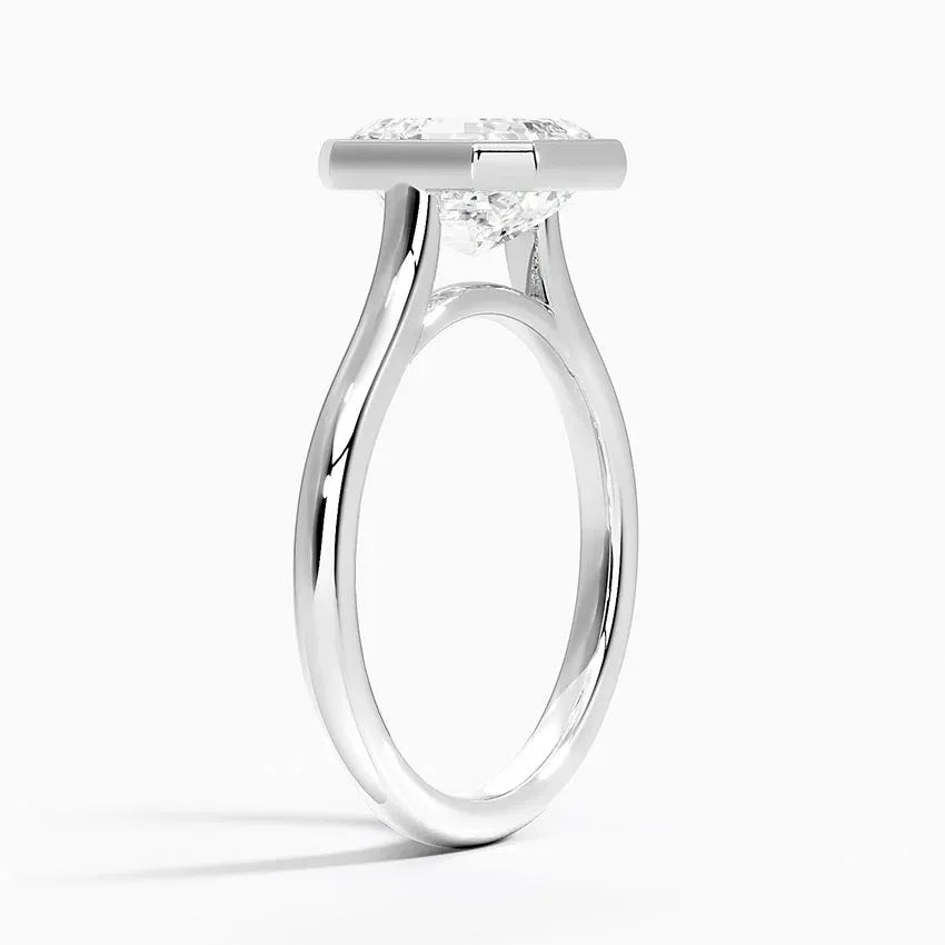 Solitaire Bezel Asscher Moissanite Engagement Ring