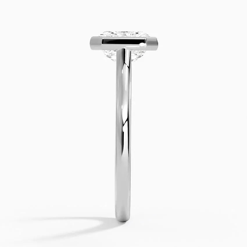 Solitaire Bezel Asscher Moissanite Engagement Ring