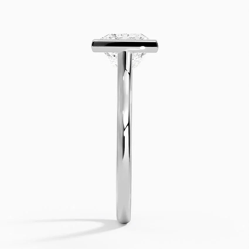 Solitaire Bezel Princess Moissanite Engagement Ring