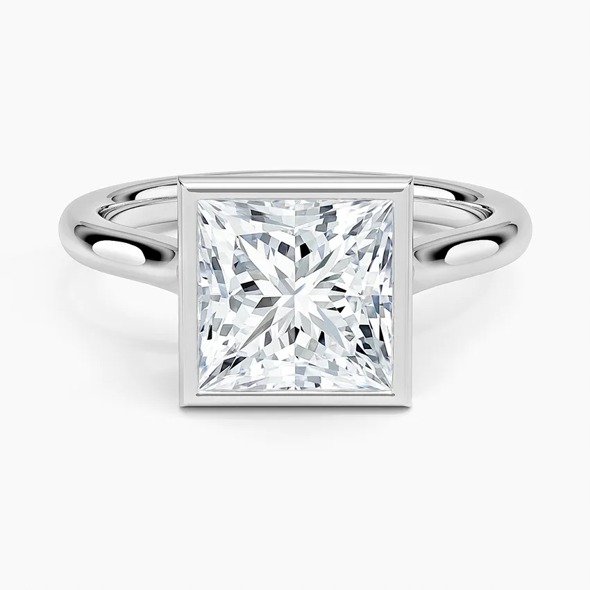 Solitaire Bezel Princess Moissanite Engagement Ring