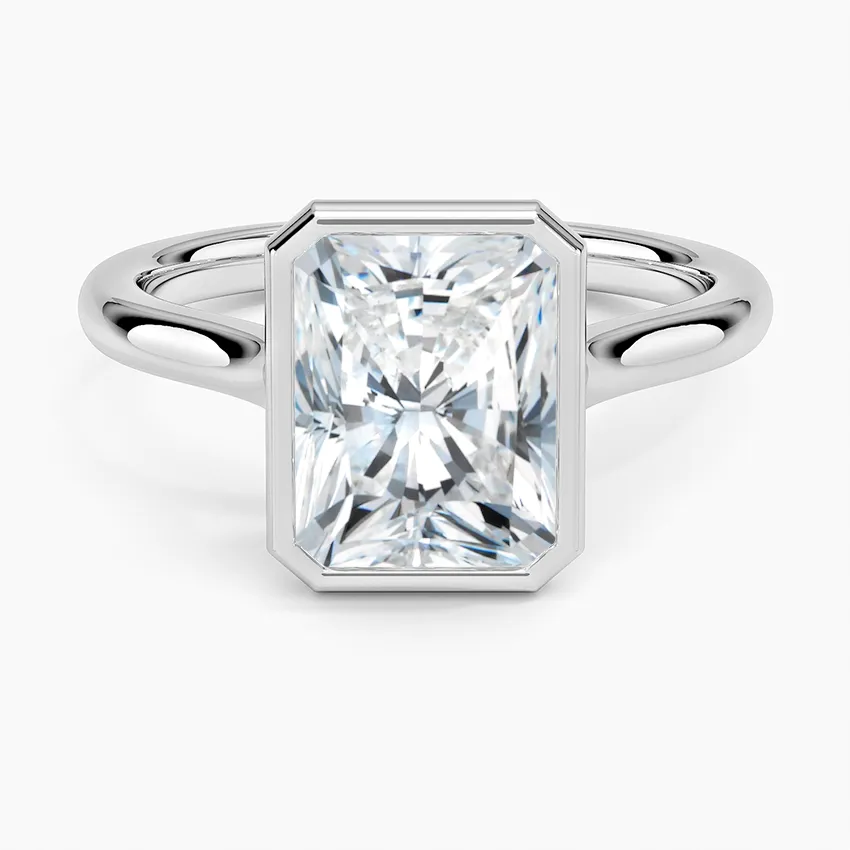 Solitaire Bezel Radiant Moissanite Engagement Ring
