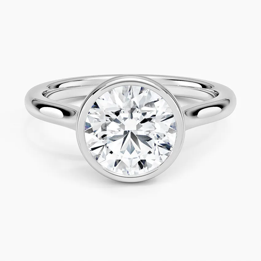 Solitaire Bezel Round Moissanite Engagement Ring
