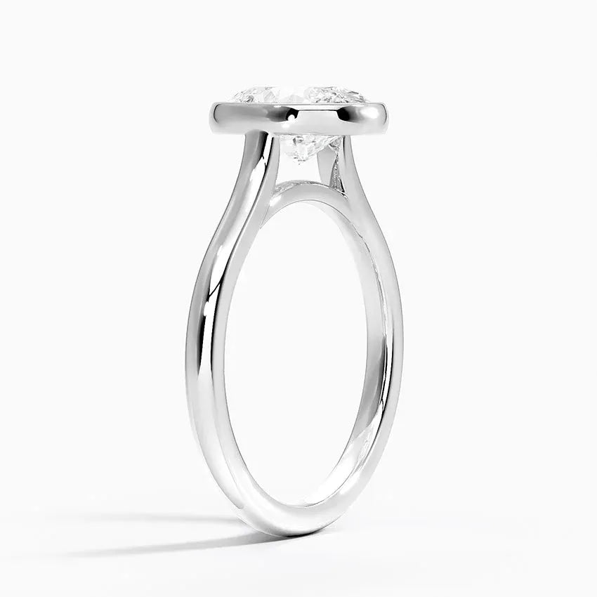 Solitaire Bezel Oval Moissanite Engagement Ring