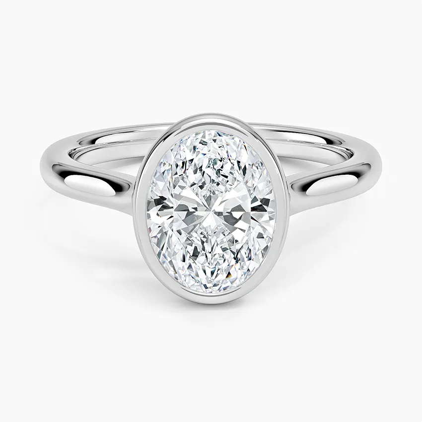 Solitaire Bezel Oval Moissanite Engagement Ring