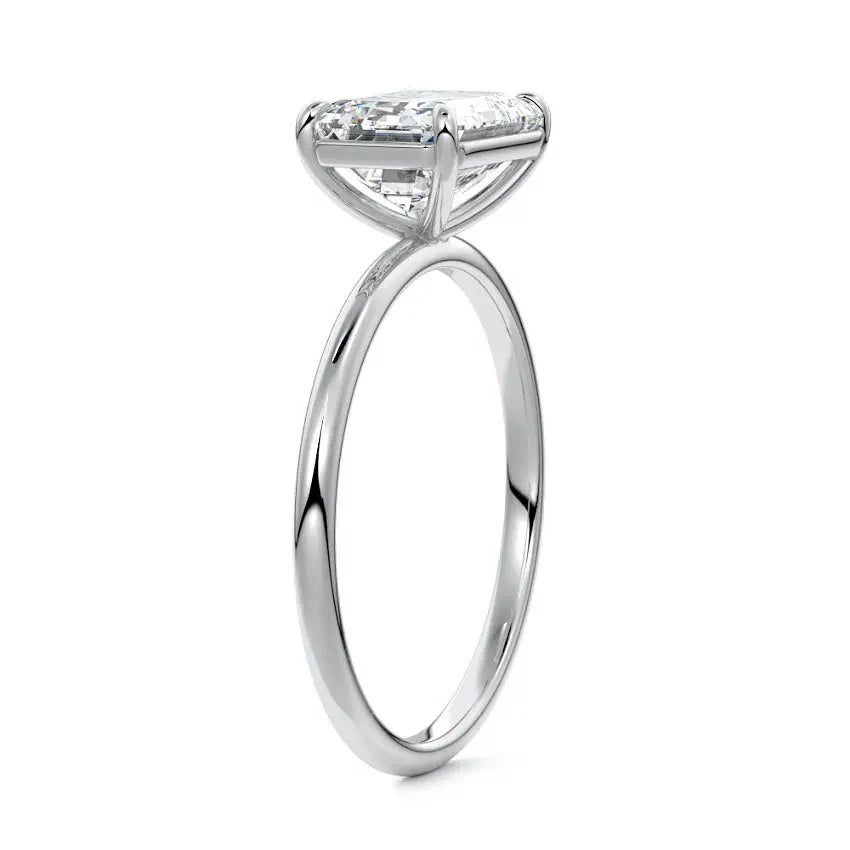 Solitaire East-West Emerald Moissanite Engagement Ring