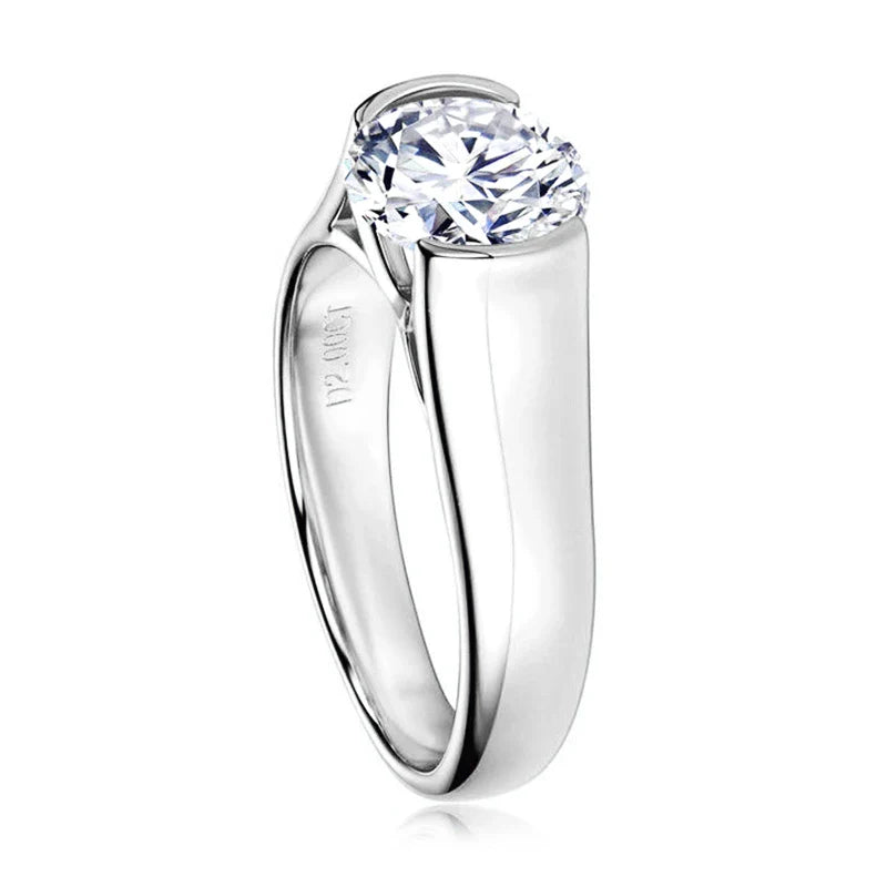 Thick Band Half Bezel Moissanite Ring