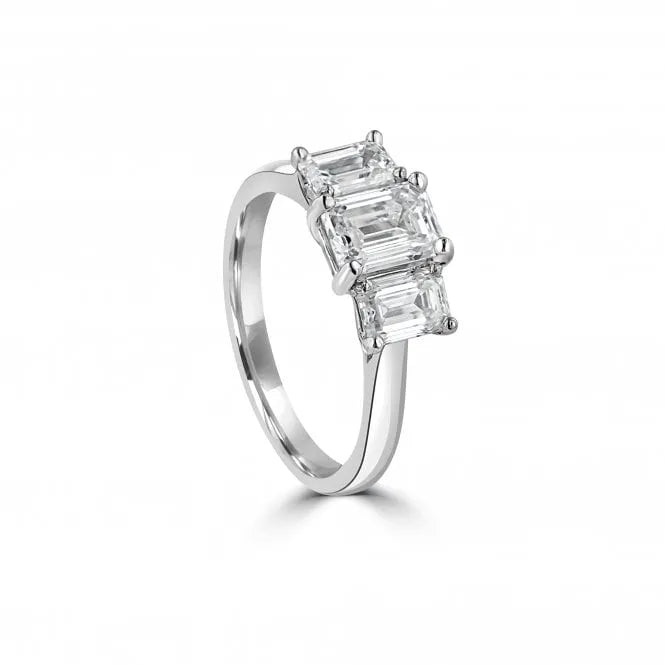 Three Emerald Moissanite Engagement Ring