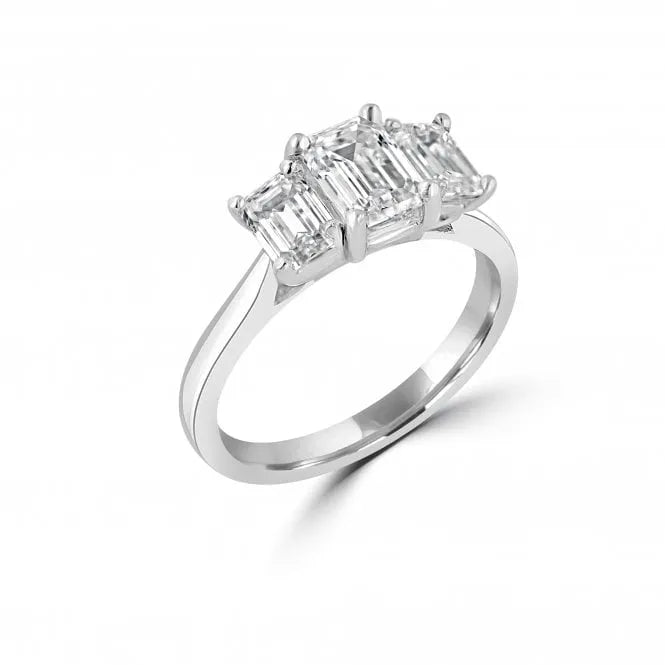 Three Emerald Moissanite Engagement Ring