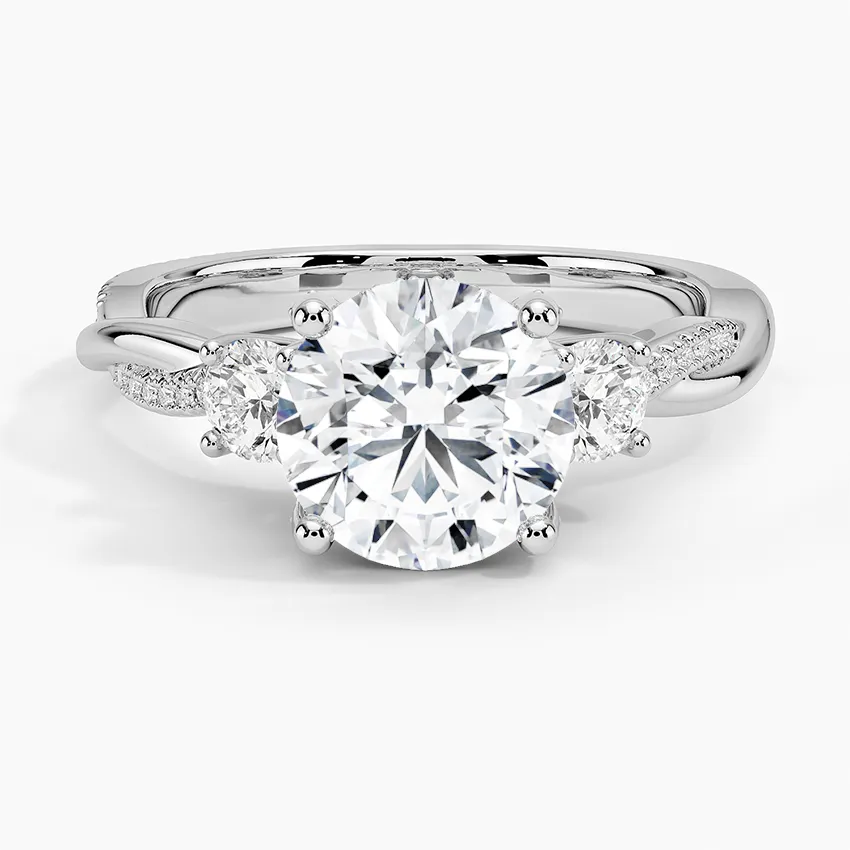 Twisted Band Round Cut Three Stone Moissanite Engagement Ring