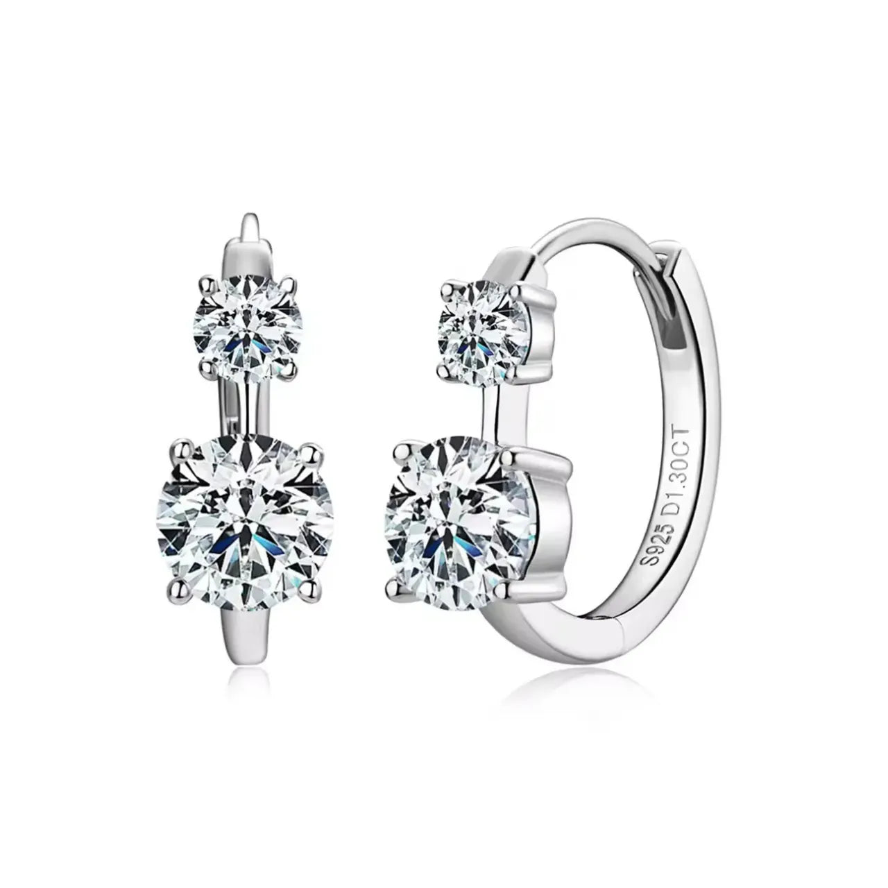 Two-Stone Moissanite Huggie Earrings