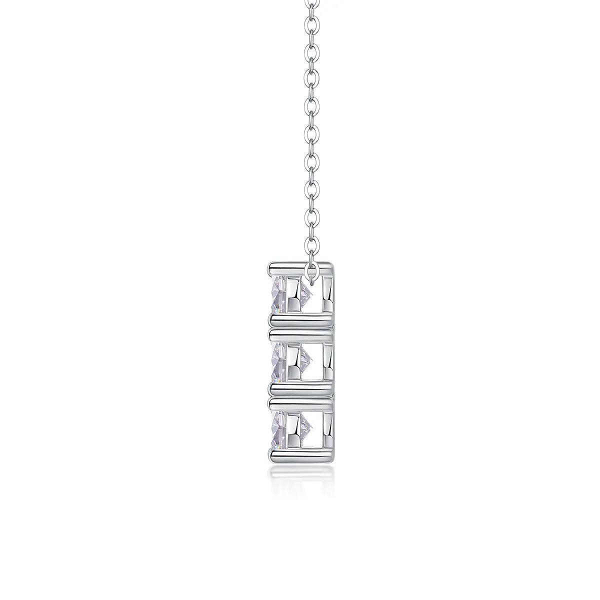 Vertical row of moissanite pendants