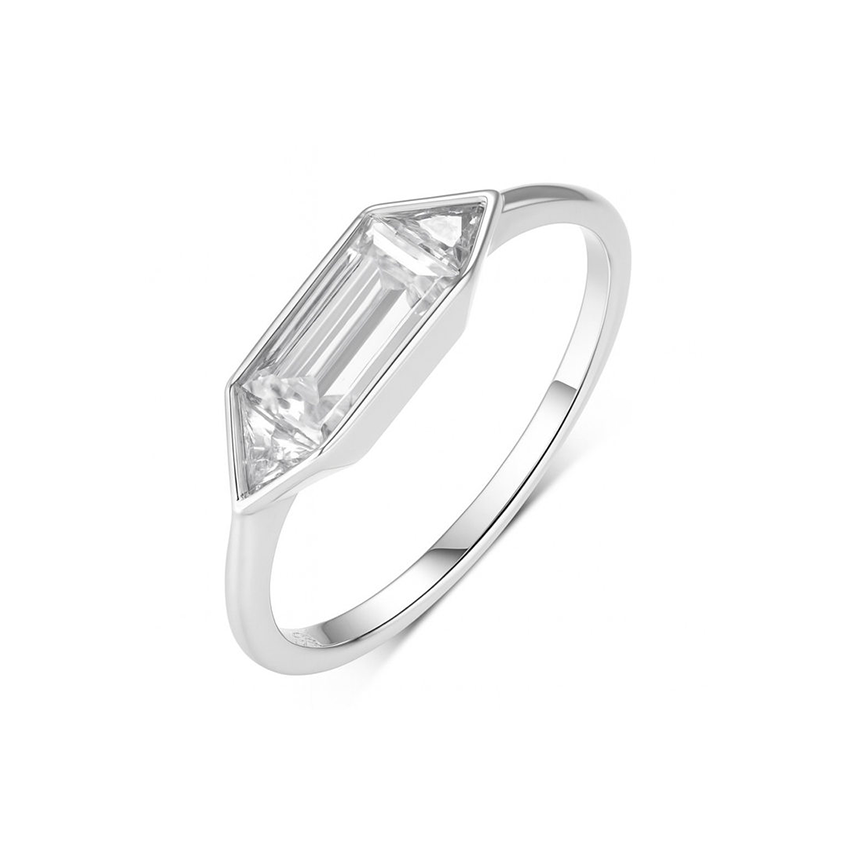 Baguette and Triangle Moissanite Ring