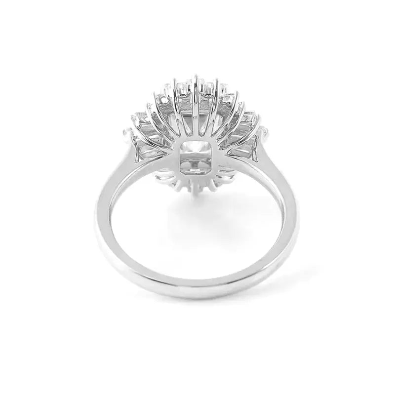 Baguette Cluster Halo Emerald Moissanite Ring