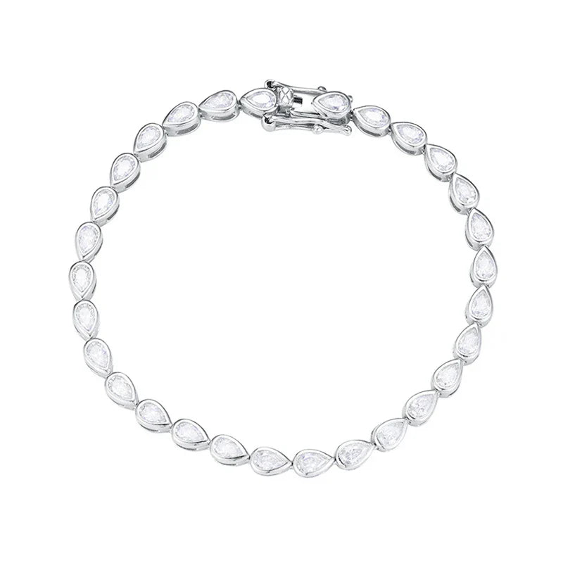 Bezel Set Pear Moissanite Tennis Bracelet