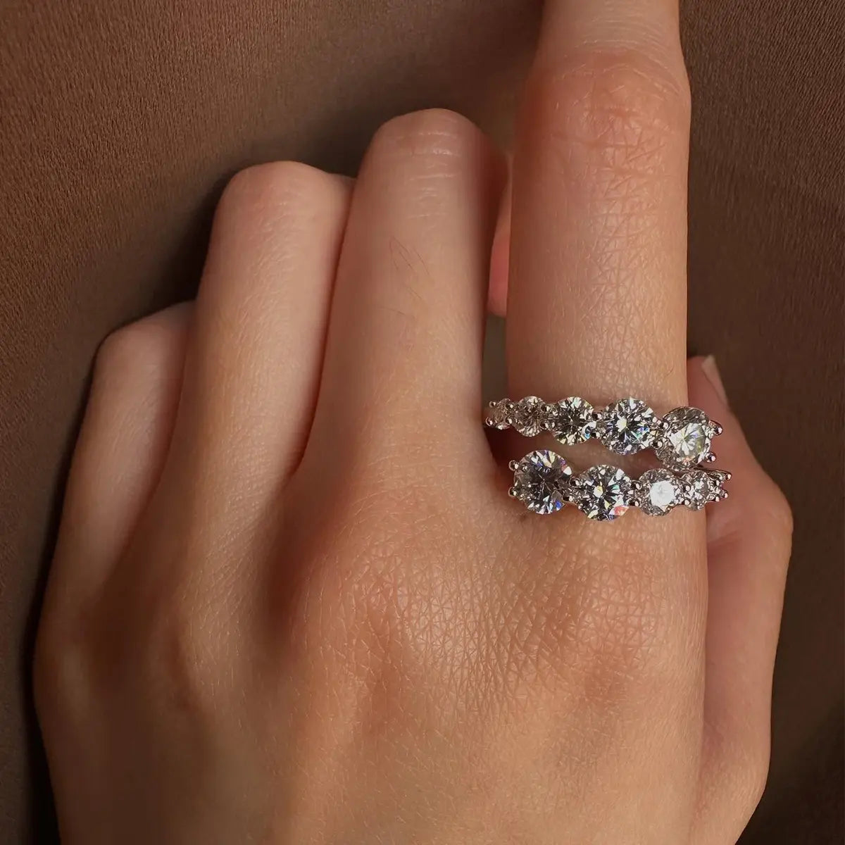 Round Moissanite Bypass Ring