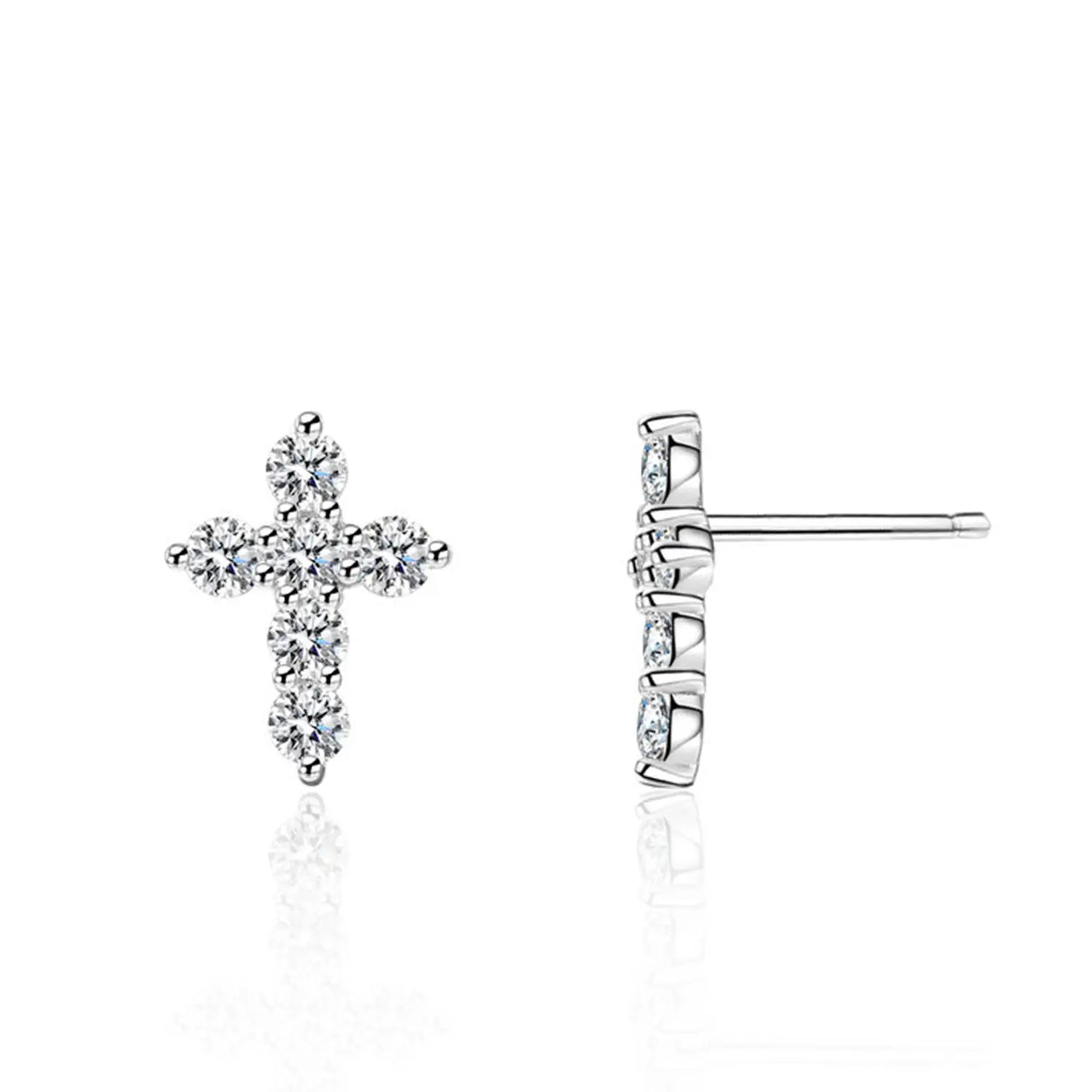 Cross Setting Moissanite Stud Earrings