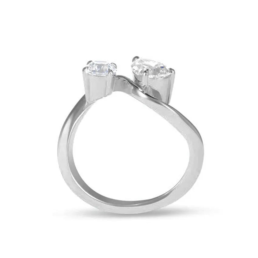 Round&Pear Moissanite Irregular Toi et Moi Ring