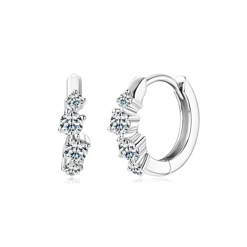 Graduated Round Moissanite Hoop Earrings